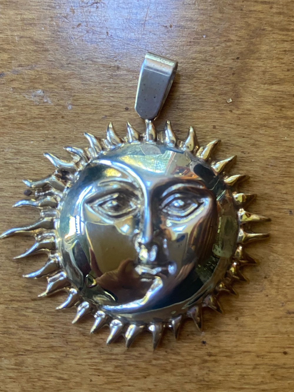 Sergio Bustamante Sun Moon Silver Gold Pendant